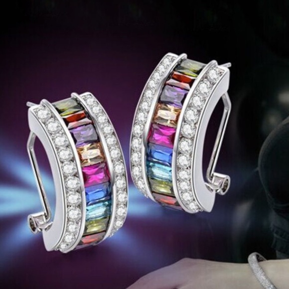 Multicolor Crystal Earrings NWT- - Picture 1 of 4